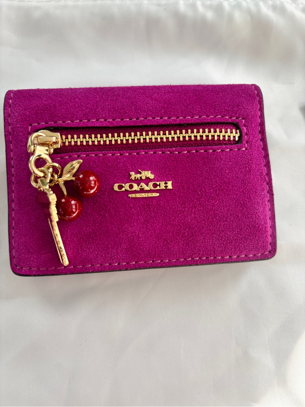 COACH CGA71 Pink Suede Card Case NWT!